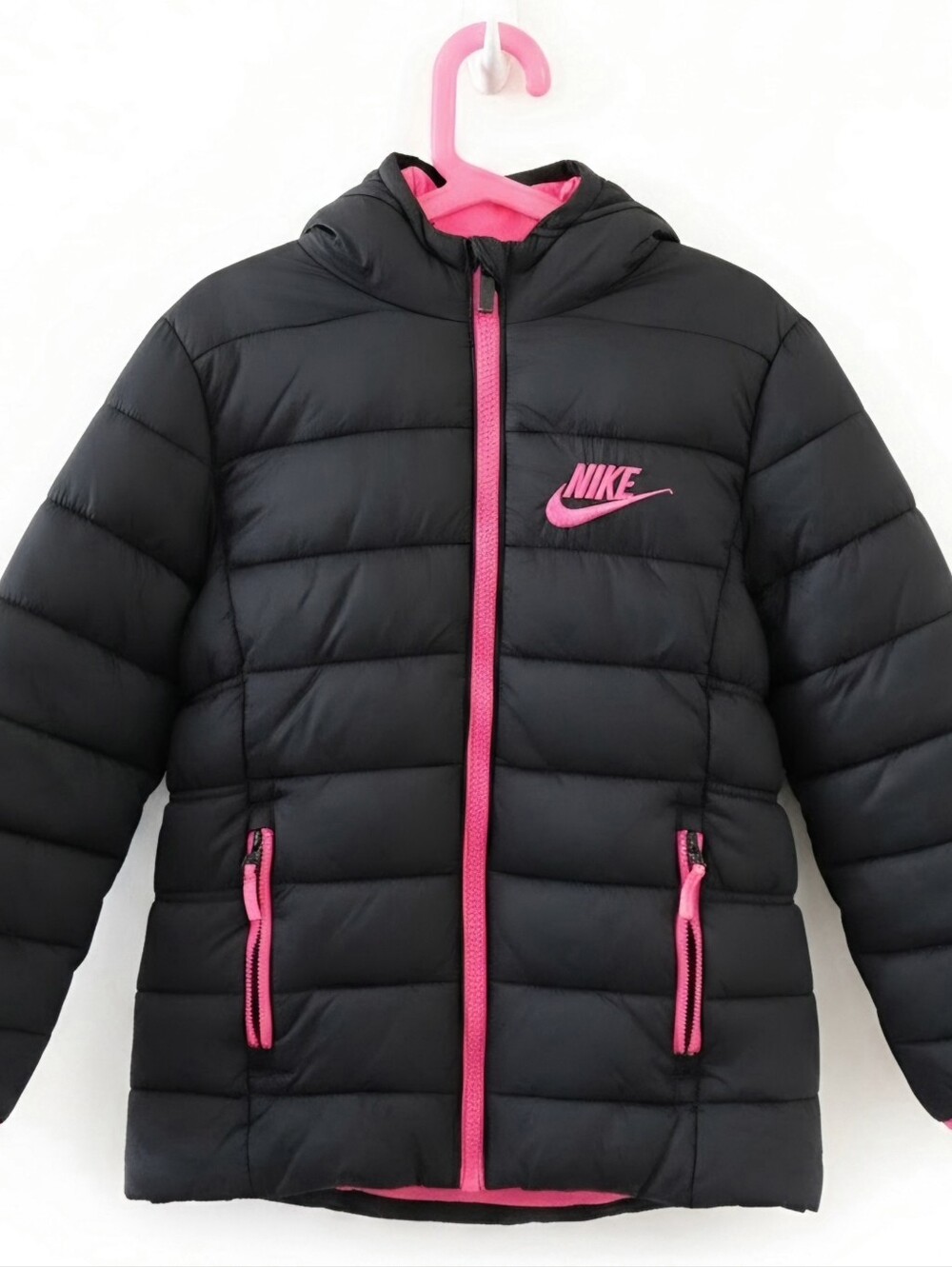 Nike Black Puffer Jacket with Pink Trim